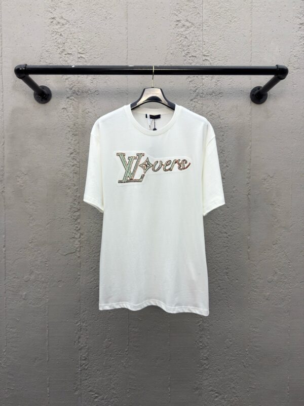 LOUIS VUITTON beaded letter short-sleeved T-shirt