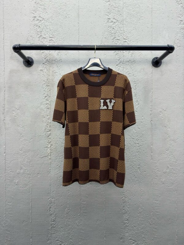 LOUIS VUITTON checked beaded wool short sleeves