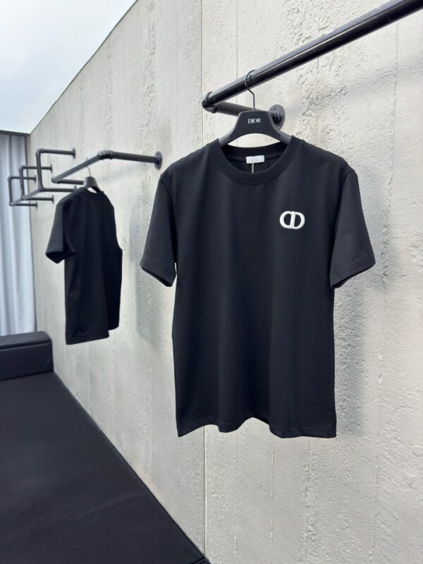 DIOR CD letter-embroidered round collar short sleeves - 图片 3