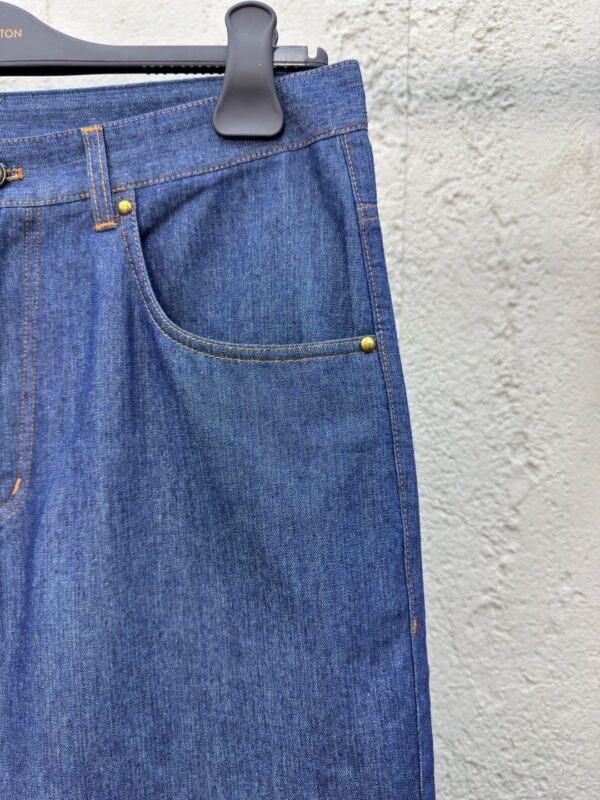 LOUIS VUITTON ROPE SIGNATURE LETTER-EMBROIDERED DENIM SHORTS - 图片 12