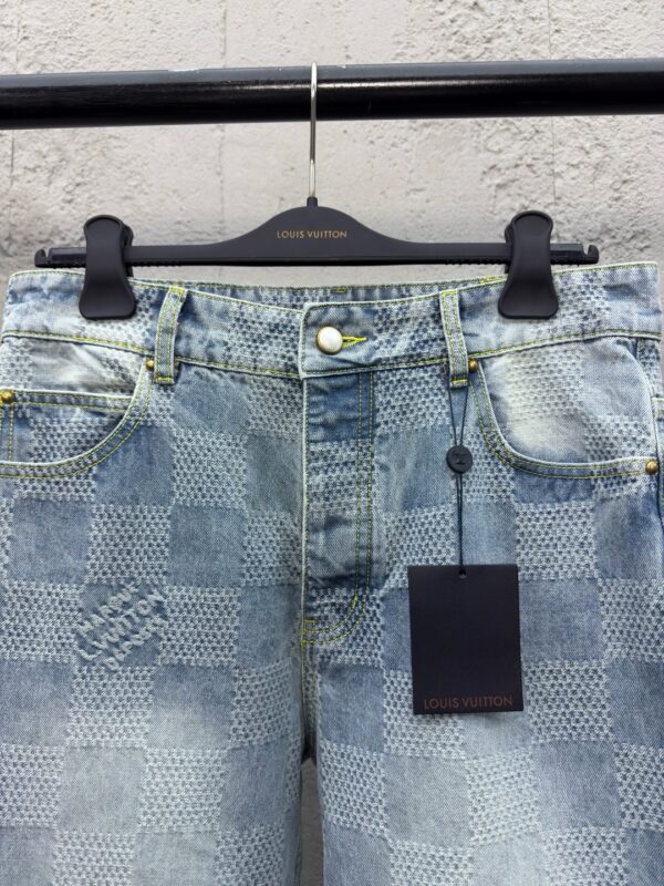 LOUIS VUITTON WIDE-LEG CHECKERBOARD DENIM TROUSERS - 图片 4