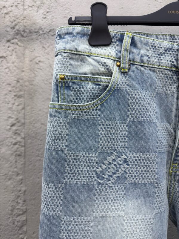 LOUIS VUITTON WIDE-LEG CHECKERBOARD DENIM TROUSERS - 图片 6