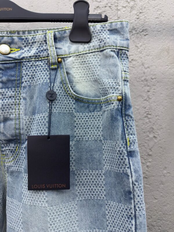 LOUIS VUITTON WIDE-LEG CHECKERBOARD DENIM TROUSERS - 图片 7