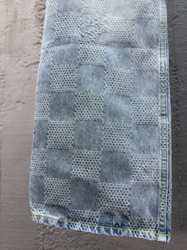 LOUIS VUITTON WIDE-LEG CHECKERBOARD DENIM TROUSERS - 图片 10