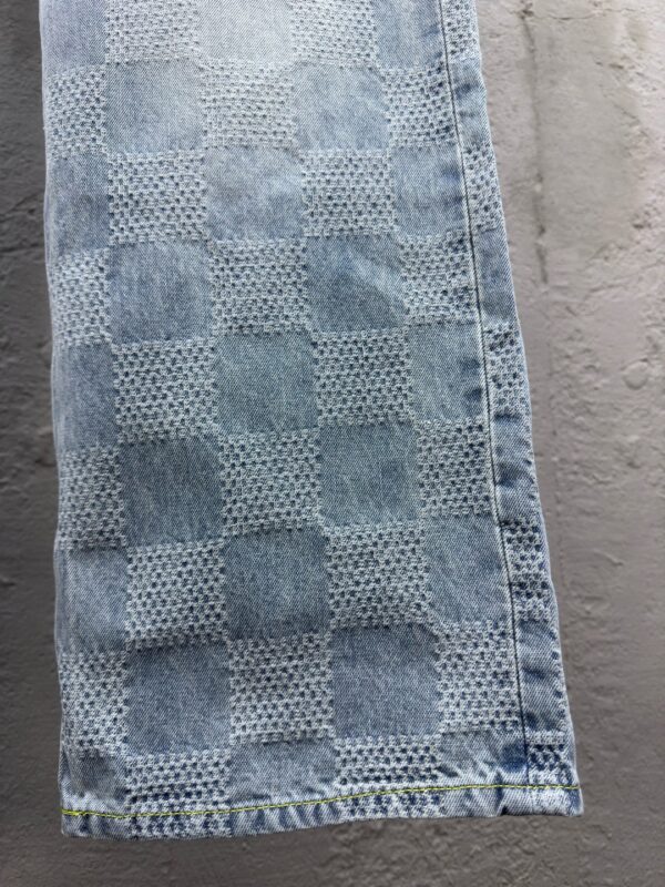 LOUIS VUITTON WIDE-LEG CHECKERBOARD DENIM TROUSERS - 图片 11