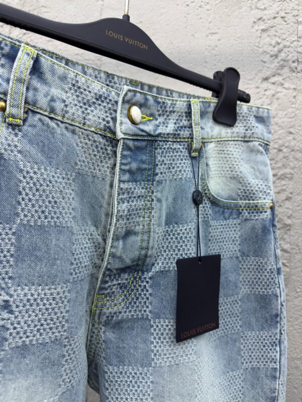 LOUIS VUITTON WIDE-LEG CHECKERBOARD DENIM TROUSERS - 图片 5