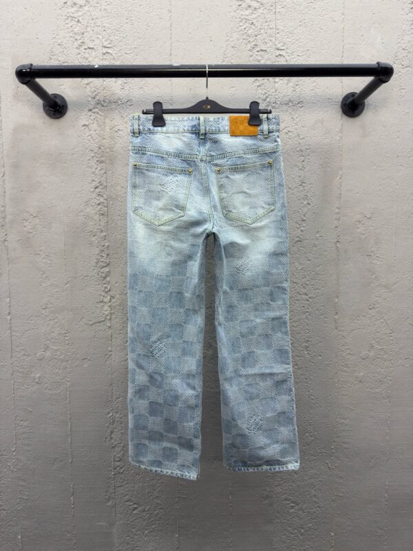 LOUIS VUITTON WIDE-LEG CHECKERBOARD DENIM TROUSERS - 图片 3