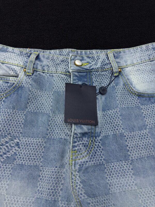 LOUIS VUITTON WIDE-LEG CHECKERBOARD DENIM TROUSERS - 图片 8