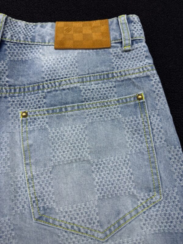 LOUIS VUITTON WIDE-LEG CHECKERBOARD DENIM TROUSERS - 图片 9