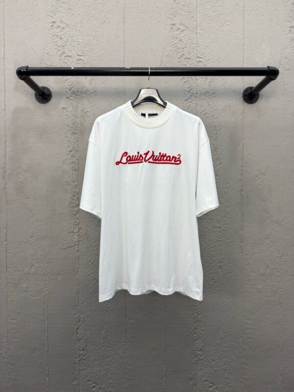 LOUIS VUITTON letter-embroidered ribbed short-sleeved