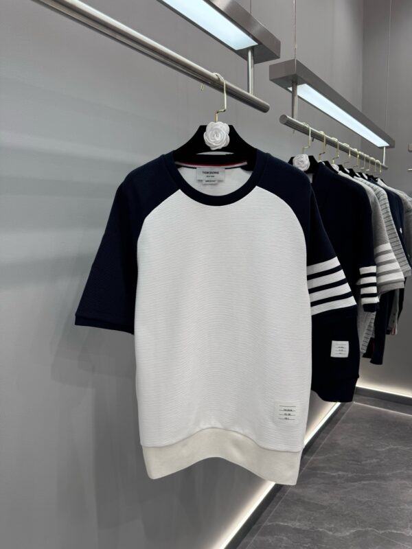 TB23SS Water Ripple Color Contrast Short Sleeve Real Shot