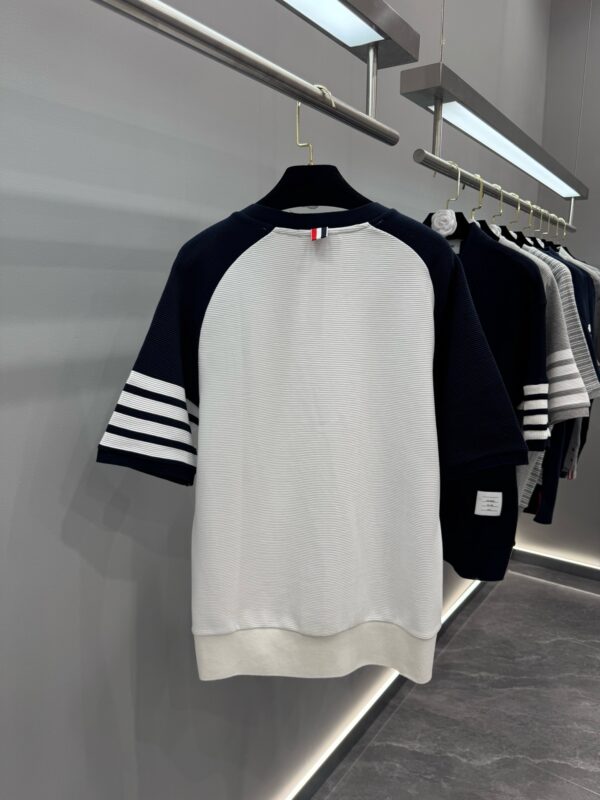 TB23SS Water Ripple Color Contrast Short Sleeve Real Shot - 图片 2